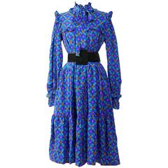 1970s SAINT LAURENT Rive Gauche Printed Dress