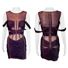 Dolce & Gabbana Cutout Sheer Mesh Panels Off-Shoulder Ruched Corset Mini Dress