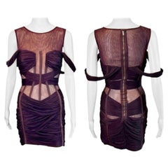 Dolce & Gabbana Cutout Sheer Mesh Panels Off-Shoulder Ruched Corset Mini Dress