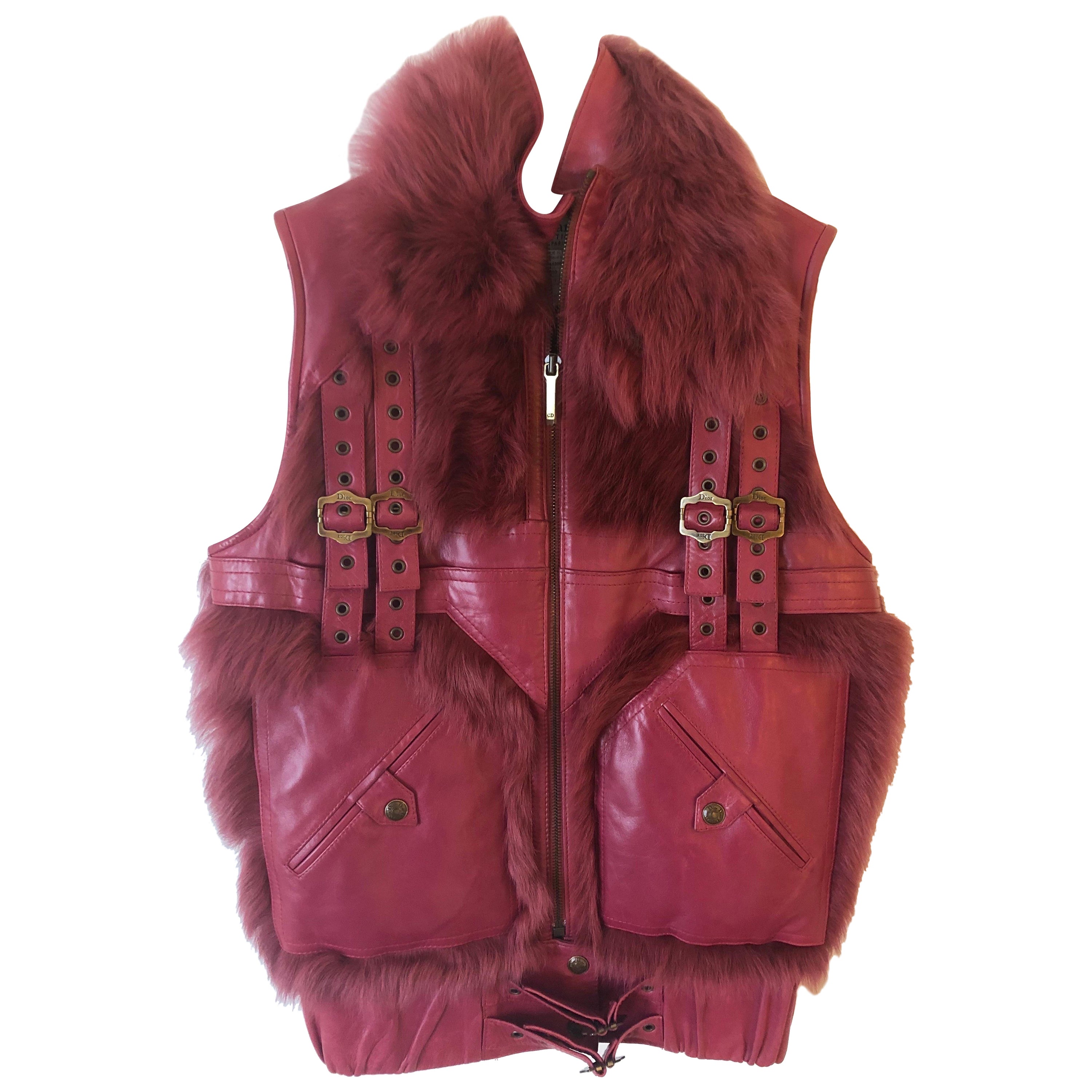Christian Dior by John Galliano 2003 F/W Runway Fox Fur and Lambskin Vest