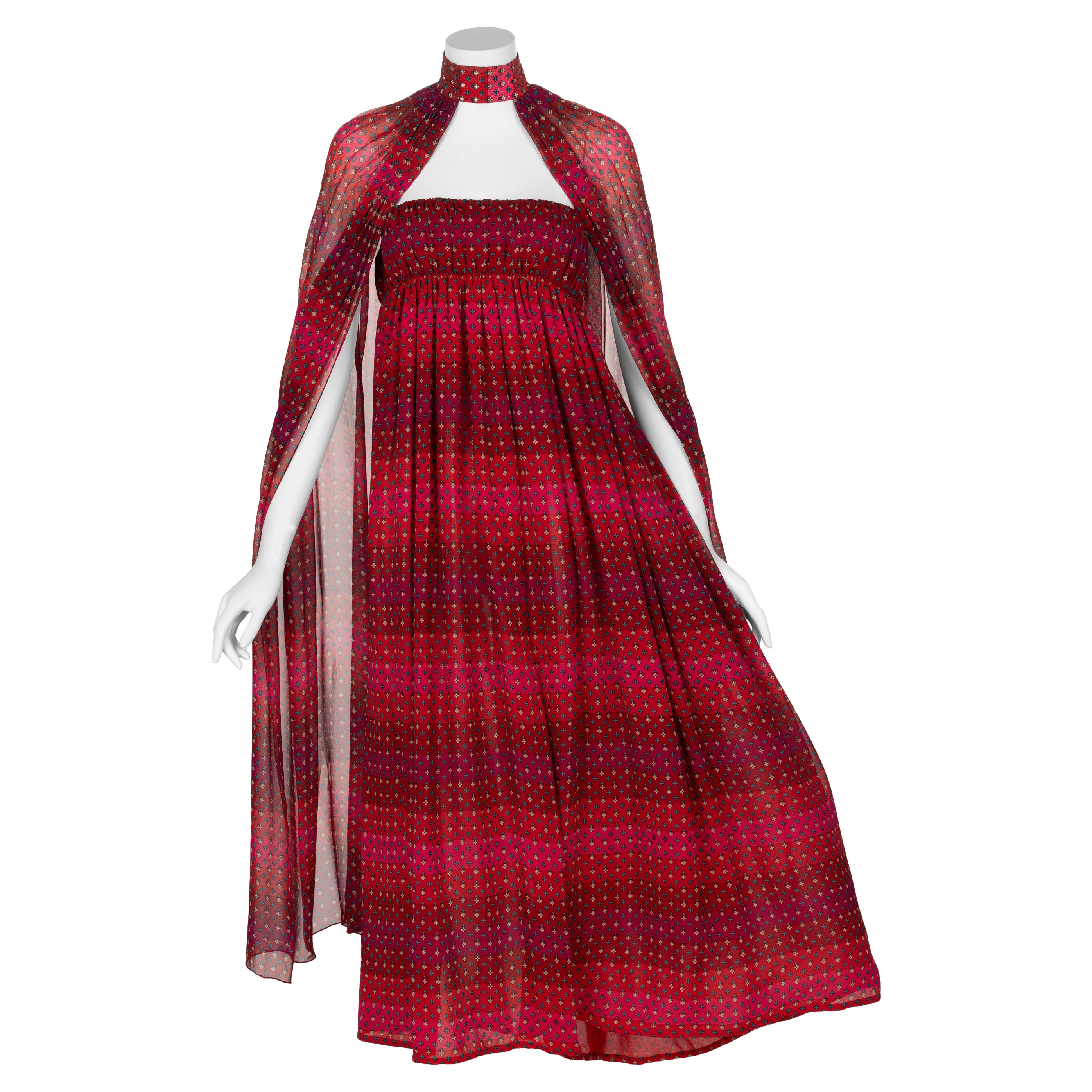 Late 1970s Pauline Trigere Ruffle Dress