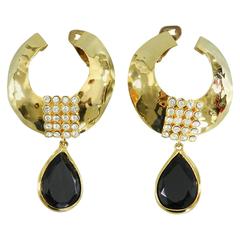 VALENTINO night vintage 1980's Huge Gold Statement Earrings