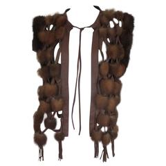 Vintage fringe sleeveless fur/leather vest 