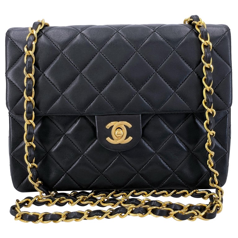 Chanel Vintage 1989 Black 20cm Mini Flap Bag 24k GHW 67542 For Sale at  1stDibs