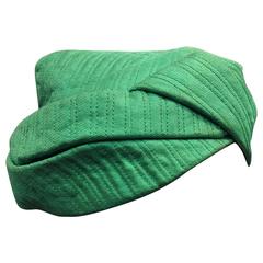 Retro 1960s Mr. John Kelly Green Quilted Turban Hat