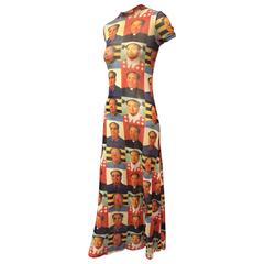 1995 Vivienne Tam "Mao" Print Cheongsam-Style Maxi Dress In Museum Collections 1