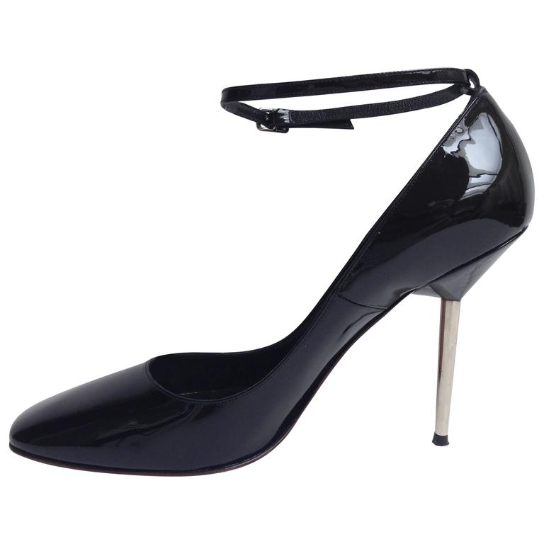 black patent ankle strap