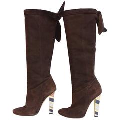 Jimmy Choo Suede Antonia Sue Coffee Boots Size 38