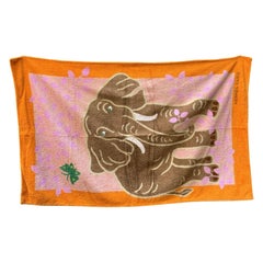 Hermes Vintage Serviette de plage en coton multicolore avec éléphant