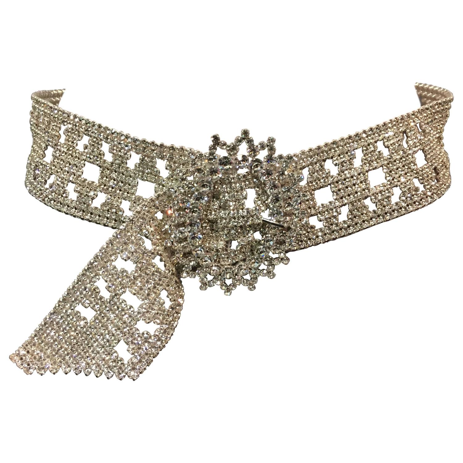 Wide Rhinestone Belt w Starburst Buckle at 1stdibs