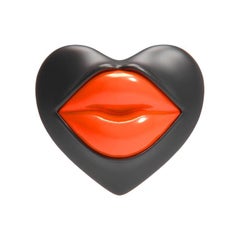 Boucle d'oreille unique Naimah Love Lips Rouge, orange néon