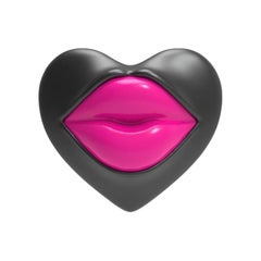 Boucle d'oreille unique 'Love Lips Rouge', rose néon, de Naimah