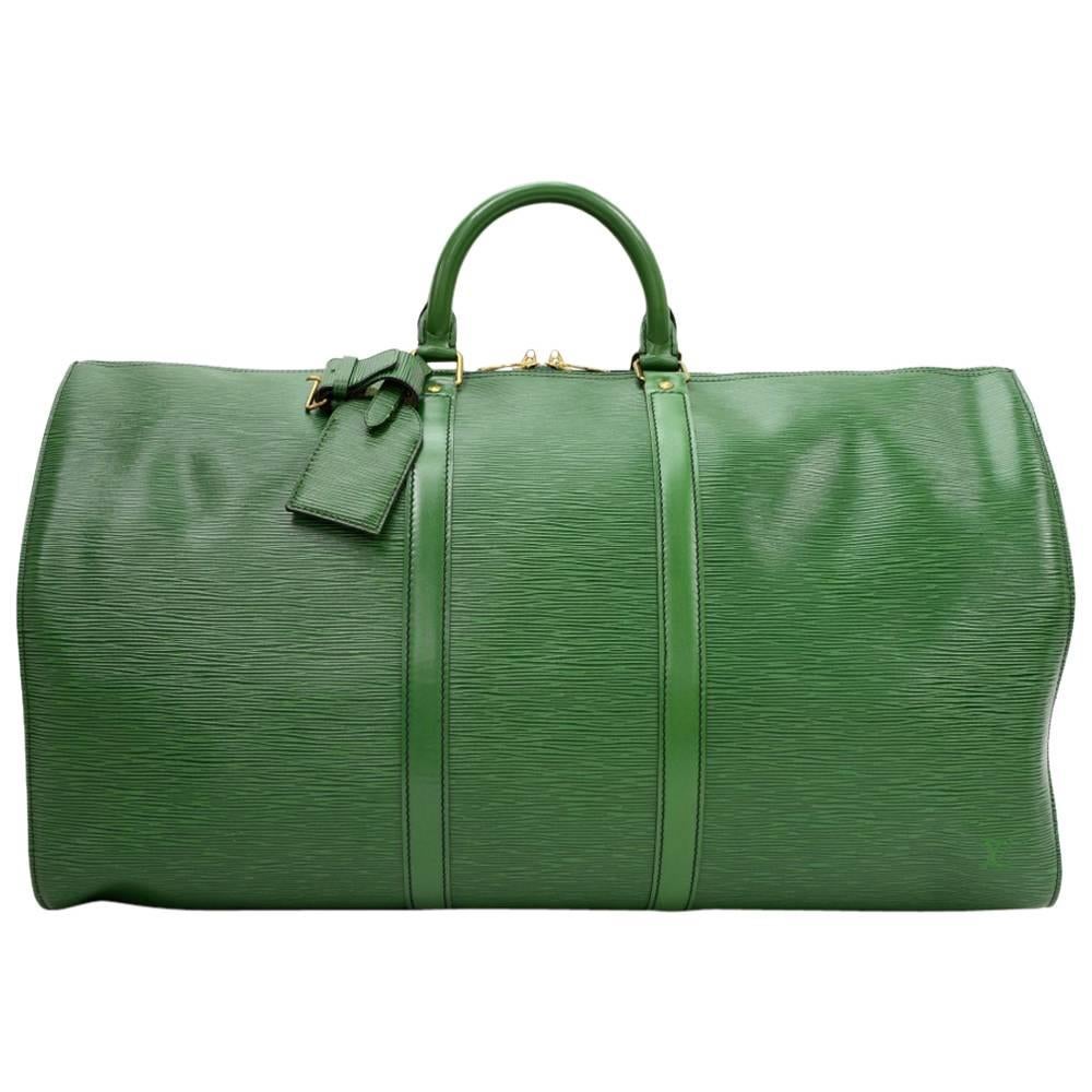 Vintage Louis Vuitton Keepall 55 Green Epi Leather Duffle Travel Bag