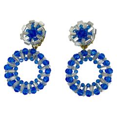 COPPOLA e TOPPO Italian Vintage 60s Crystal Facetad Glass Beadeds Earrings