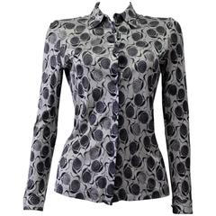 Istante By Gianni Versace Silver Jersey Silky Touch Slim Fit Floral Shirt