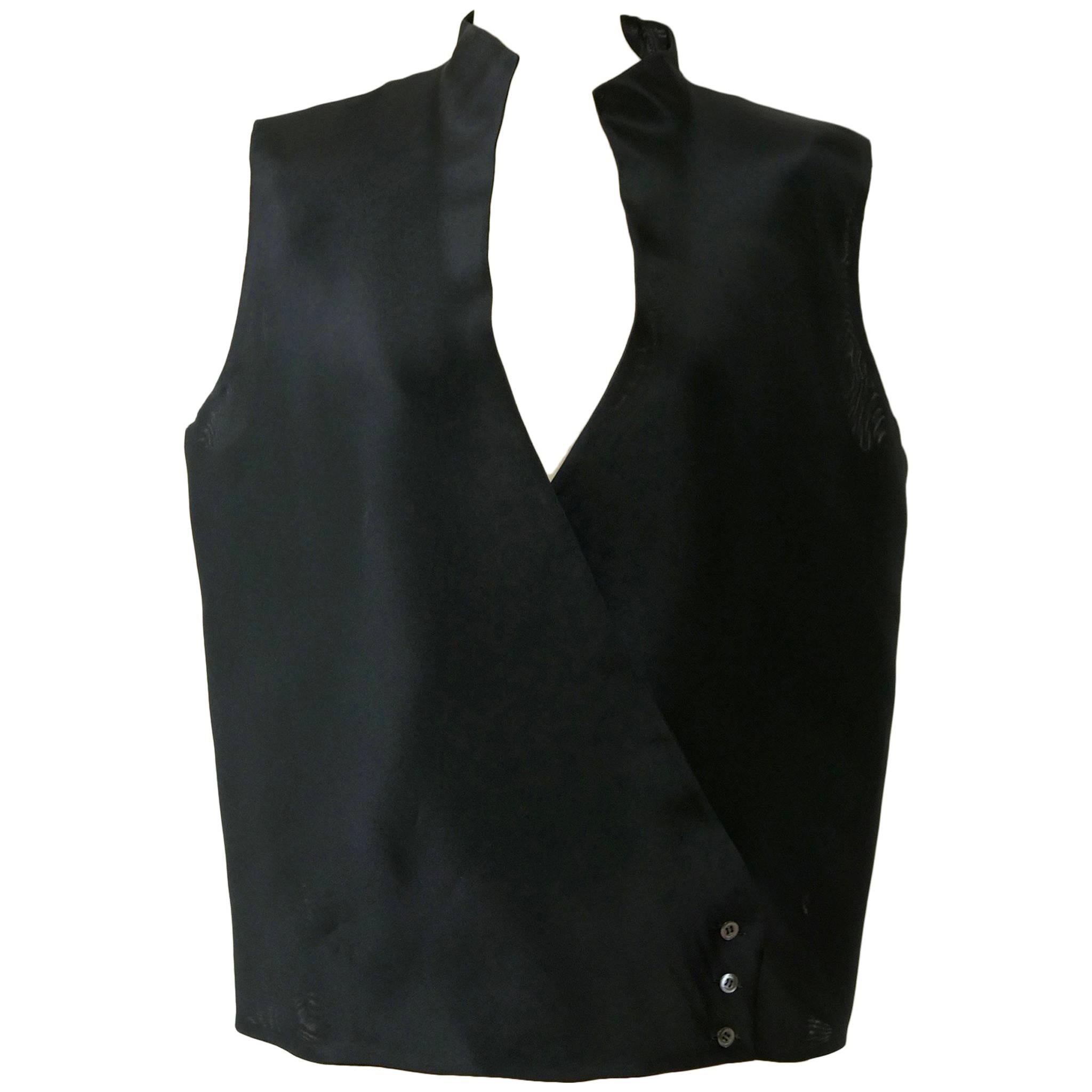 1990s GIANFRANCO FERRE' Black Minimal Vest For Sale