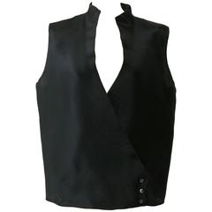 1990s GIANFRANCO FERRE' Black Minimal Vest