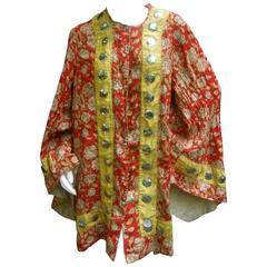 Vintage Exotic Cotton Floral Print Festival Tunic c 1960s