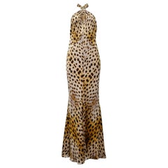 Roberto Cavalli Cheetah Halter Gown With Gold Hardware 2007