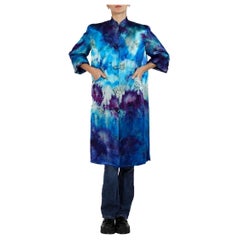 1970S Blue & Purple Silk Tricot Jersey Dye Jacket With Pockets