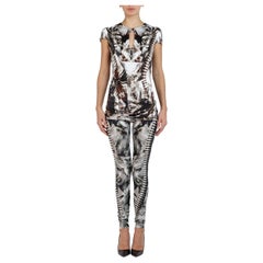 2000S Alexander McQueen - Leggings e top a tunica in poli/lycra bianco e nero - Ensembl