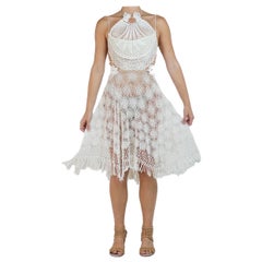 Used Morphew Collection White Cotton Crochet Lace Mini Dress Master