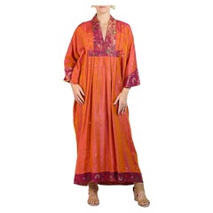 Morphew Collection Orange, Purple & Gold Japanese Kimono Silk Kaftan