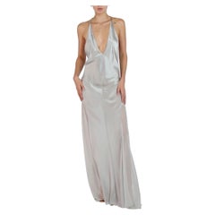 Morphew Collection Silver Silk Charmeuse Bias Cut Slip Gown