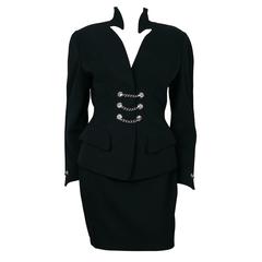 Thierry Mugler Vintage Black Wool Skirt Suit