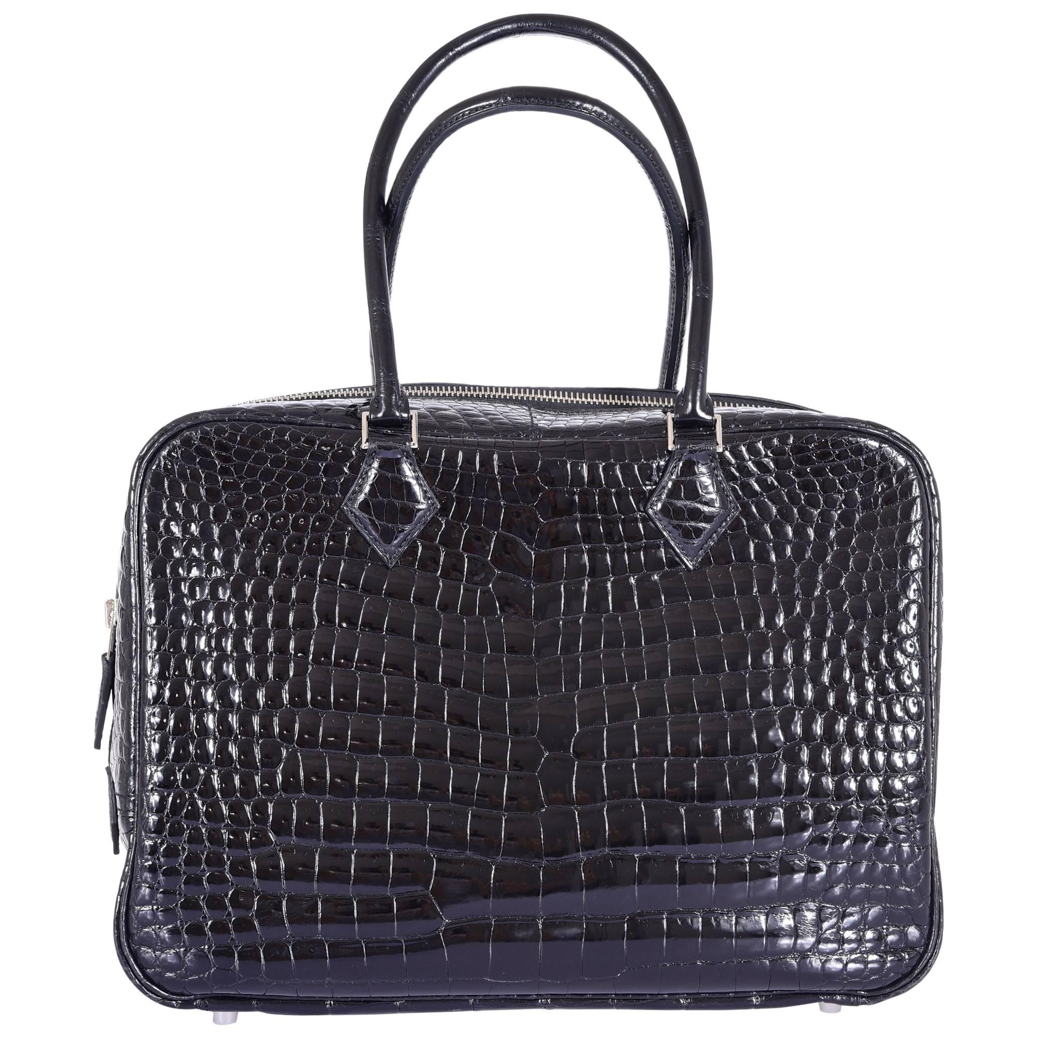 Hermes Limited Edition Plume Crocodile Black Porosus Bag 32cm JaneFinds