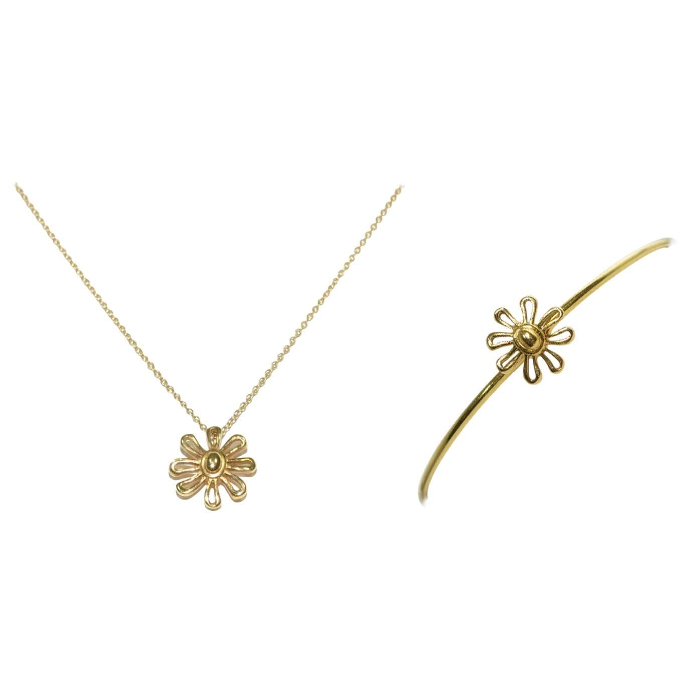 Tiffany Co. Paloma Picasso 18k Gold Daisy Necklace and Bracelet