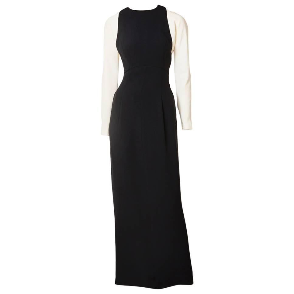Geoffrey Beene Black and White Crepe Evening Dress