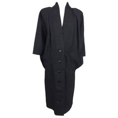 Vintage Twins Armoire Boutique Black pin tucked cotton bat wing coat 1980s