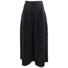 Alaia Black Knit Long Ruffle Skirt