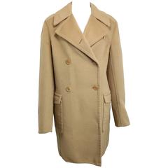 Prada Camel Wool Angora Goat Hair Double Breasted Coat 12