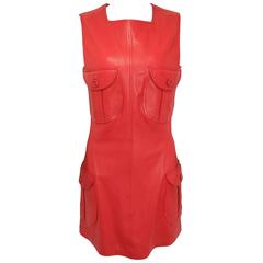 Gianni Versace Red Leather Dress 12