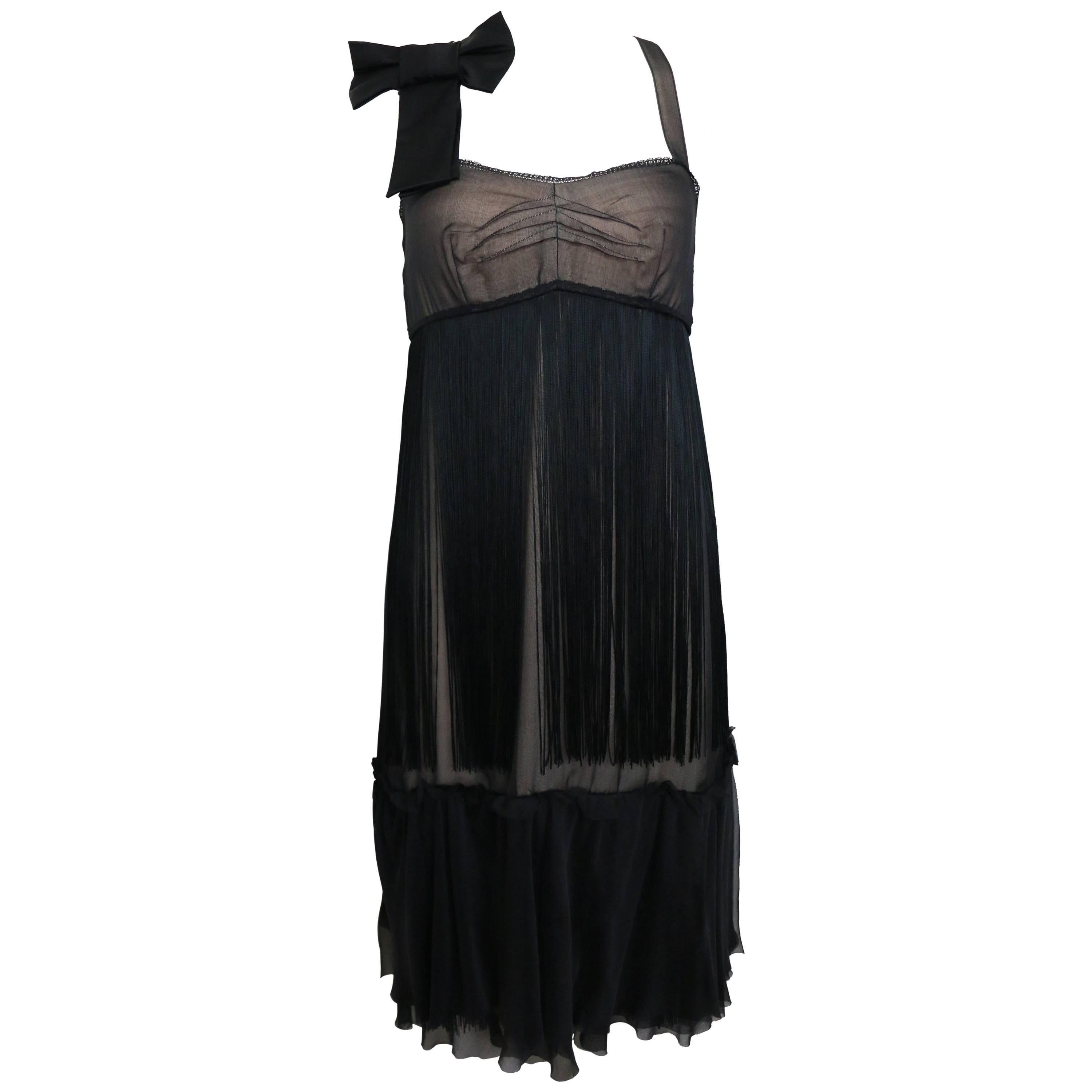 D&G by Dolce & Gabbana Black Sheer Silk Cocktail Dress  For Sale