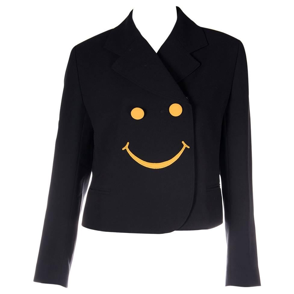 Moschino Smiley Face Cropped Jacket