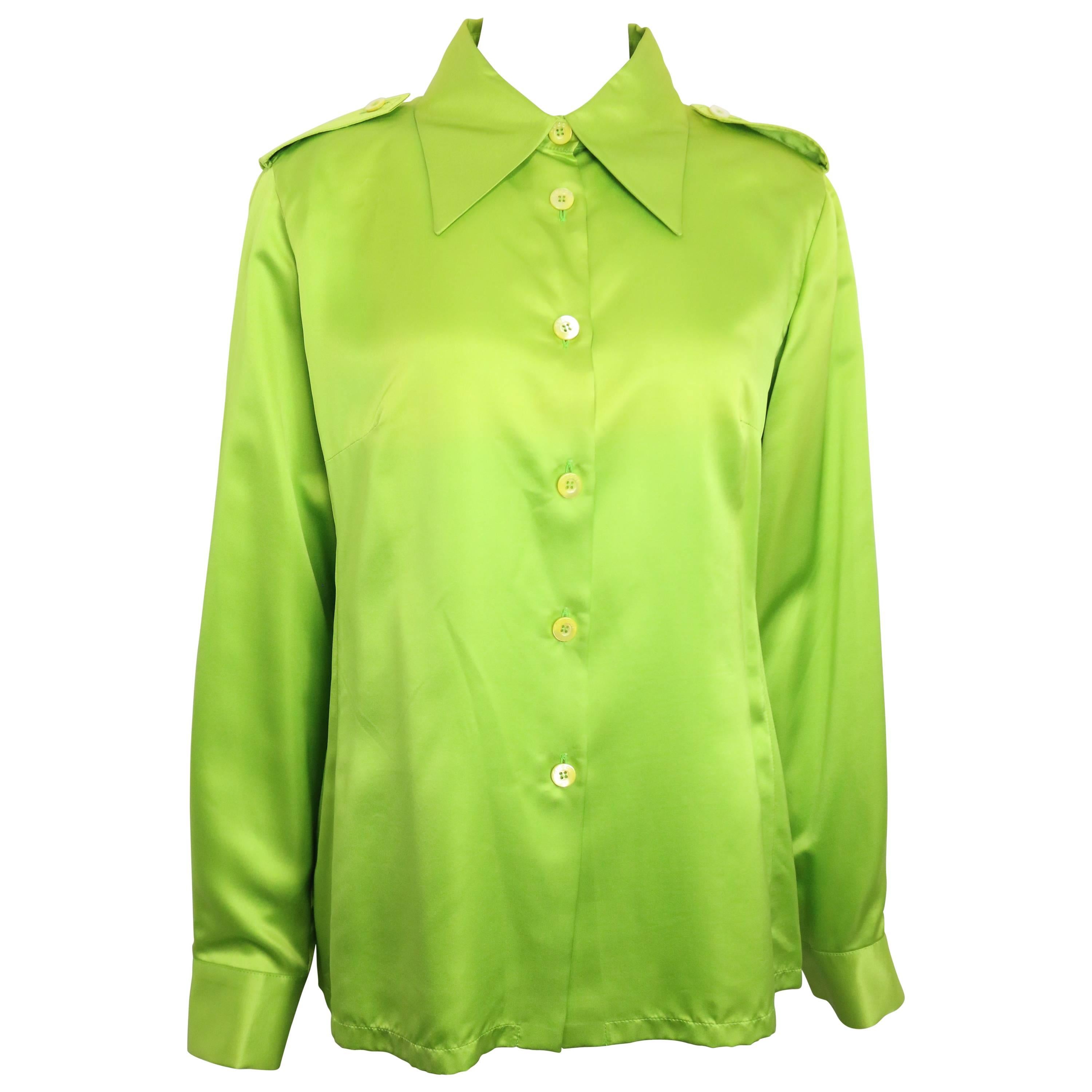 Gucci by Tom Ford Green Satin Silk Shirt For Sale at 1stDibs | tom ford  silk shirt, green silk shirt, gucci satin shirt