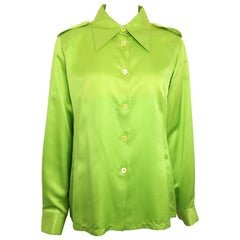 Gucci by Tom Ford Green Satin Silk Shirt
