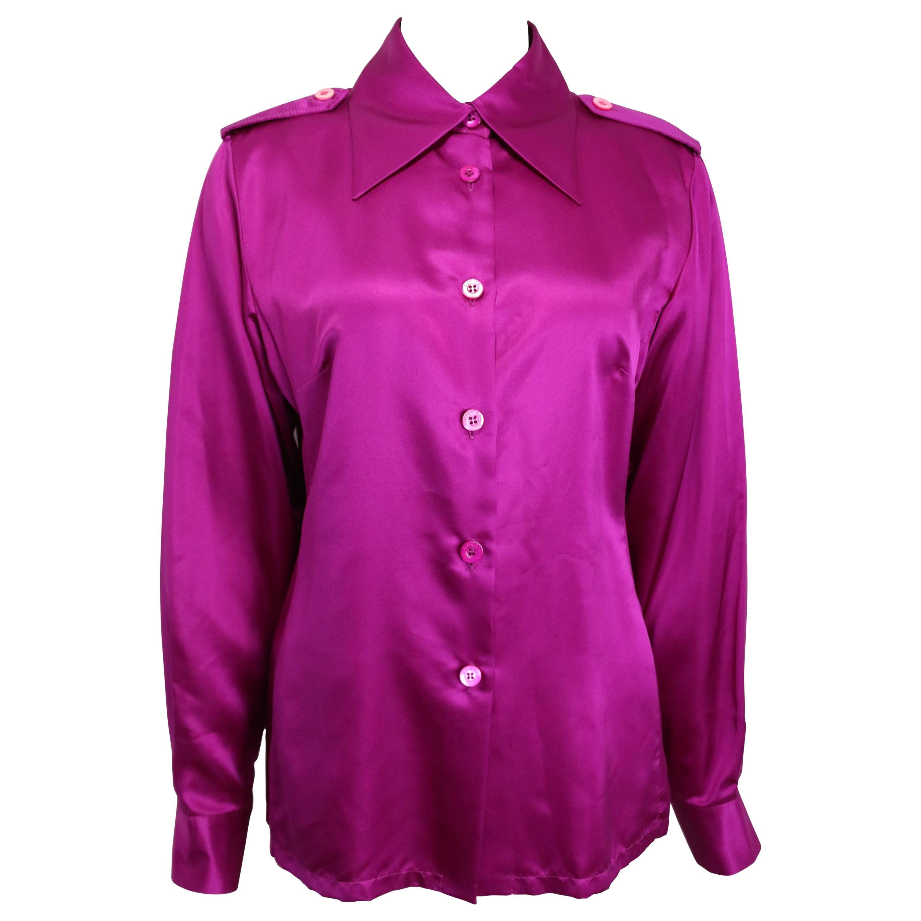 Gucci by Tom Ford Pink Satin Silk Shirt
