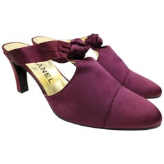 Used Chanel Purple Satin Shoes