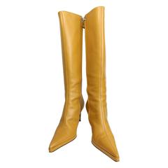 Vintage Gianni Versace Camel Leather Long Boots 