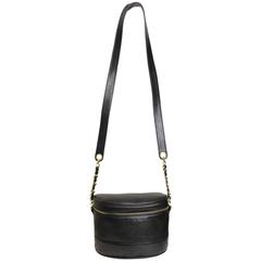 Retro Chanel Black Caviar Leather "CC" Logo Cross-Body Shoulder Bag