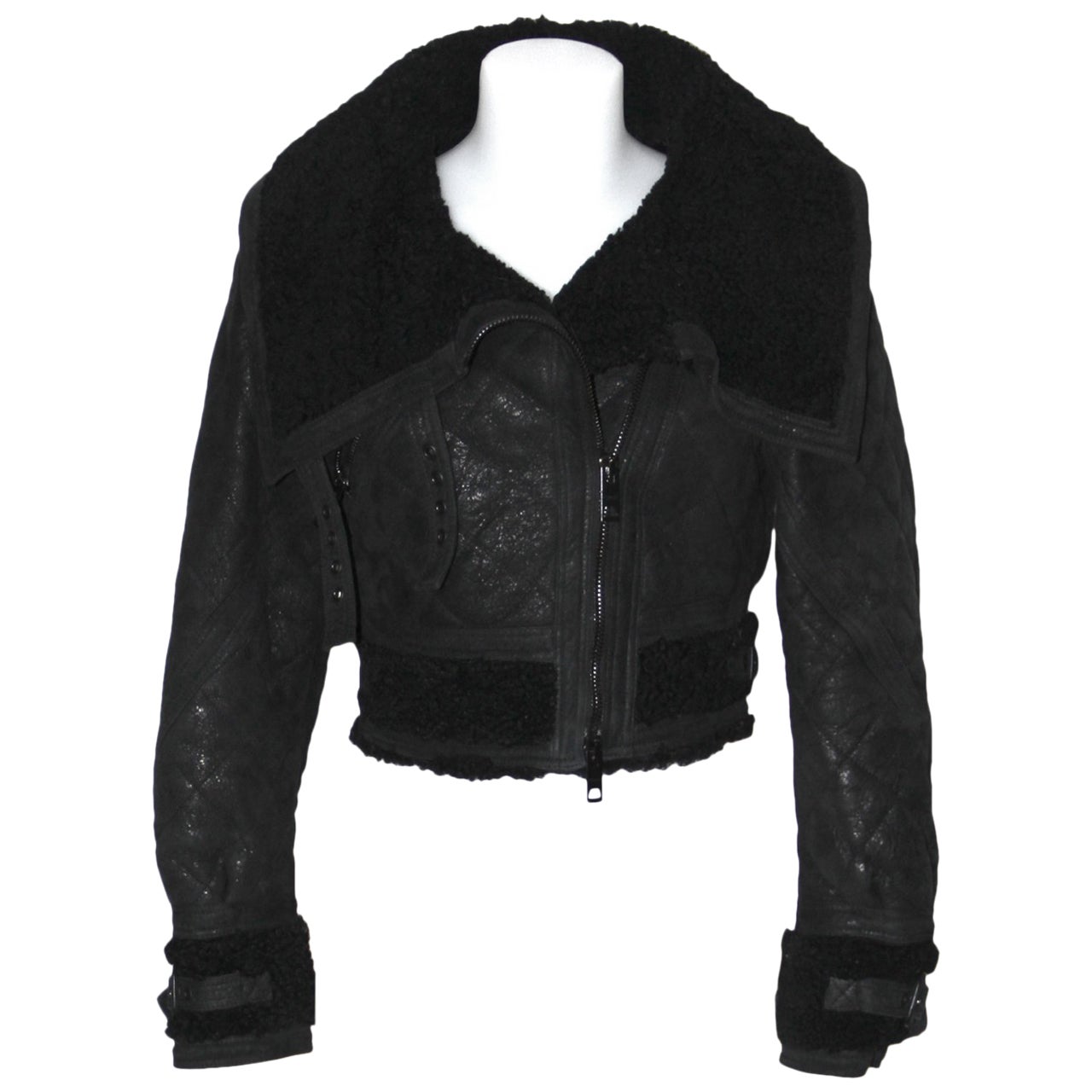 Burberry Prorsum All Black Cropped Aviator Jacket
