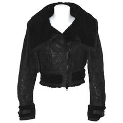 BURBERRY PRORSUM All Black Cropped Aviator Jacket 