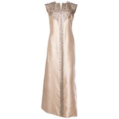 Strikingly Modern Oyster Pink Gown Heavily Embelished with Crystals 8