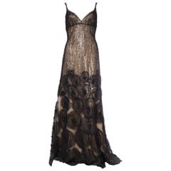 Sheer Illusion Naeem Khan Beaded Tulle Gown with Train 3