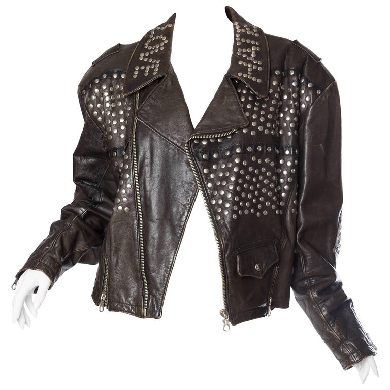 Iconic Jean Paul Gaultier Love Hate Studded Leather Jacket at 1stDibs ...
