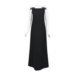 Used 1960's André Courrèges Black Vinyl-Bows Minimalist Space-Age Mod Gown